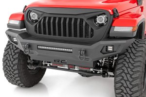 Jeep Wrangler Front Bumper - Rough Country - Full Width High Clearance with Skid Plate - '07-'23 Jeep Wrangler Front Bumper - Rough Country - Full Width High Clearance with Skid Plate - '07-'23